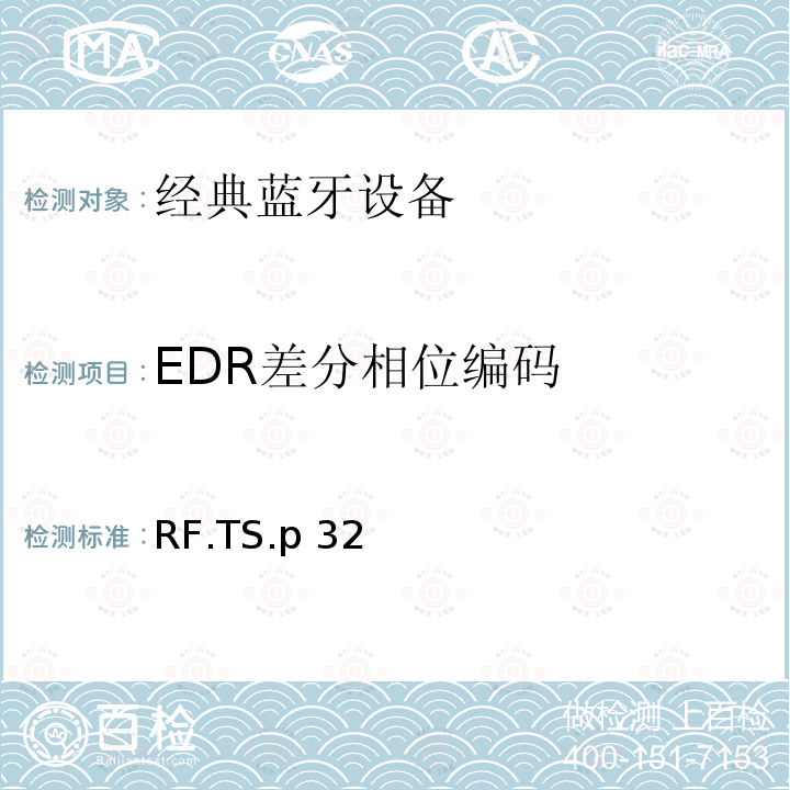 EDR差分相位编码 RF.TS.p 32 蓝牙射频测试规范 RF.TS.p32（2022）