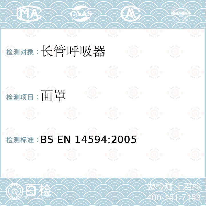 面罩 BS EN14594:2005 呼吸防护用品 连续供气式压缩空气长管呼吸器 要求、试验、标识 