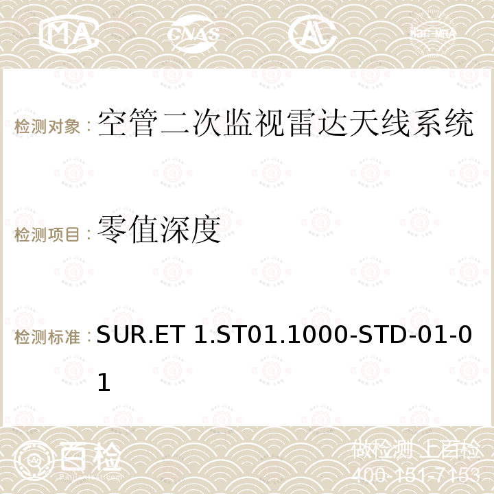 零值深度 SUR.ET 1.ST01.1000-STD-01-01 欧控组织关于航路和终端区域监视雷达标准 SUR.ET1.ST01.1000-STD-01-01 