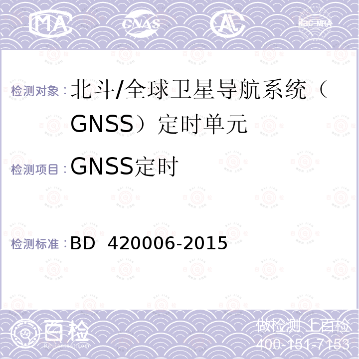 GNSS定时 北斗/全球卫星导航系统（GNSS）定时单元性能及测试方法 BD 420006-2015