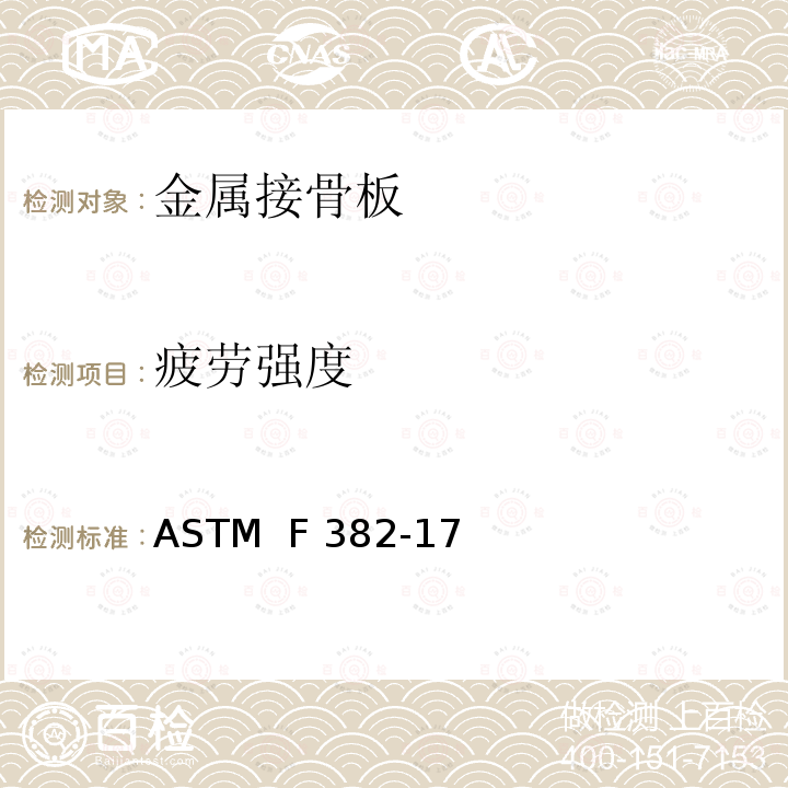 疲劳强度 金属接骨板标准规范与测试方法 ASTM  F382-17