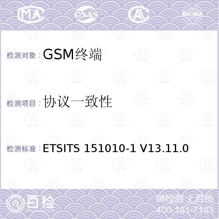 协议一致性 ETSITS 151010-1 V13.11.0 数字蜂窝通信系统(Phase2+);移动台一致性技术规范;第一部分:一致性技术规范 ETSITS151010-1 V13.11.0