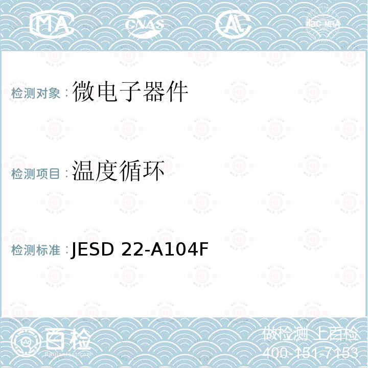 温度循环 JESD 22-A104F  JESD22-A104F