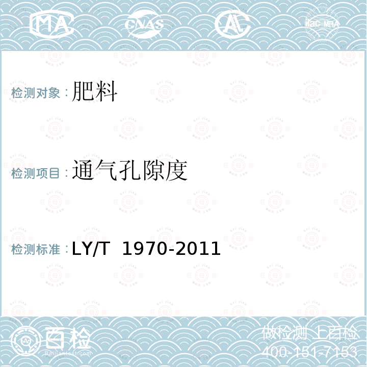 通气孔隙度 LY/T 1970-2011 绿化用有机基质