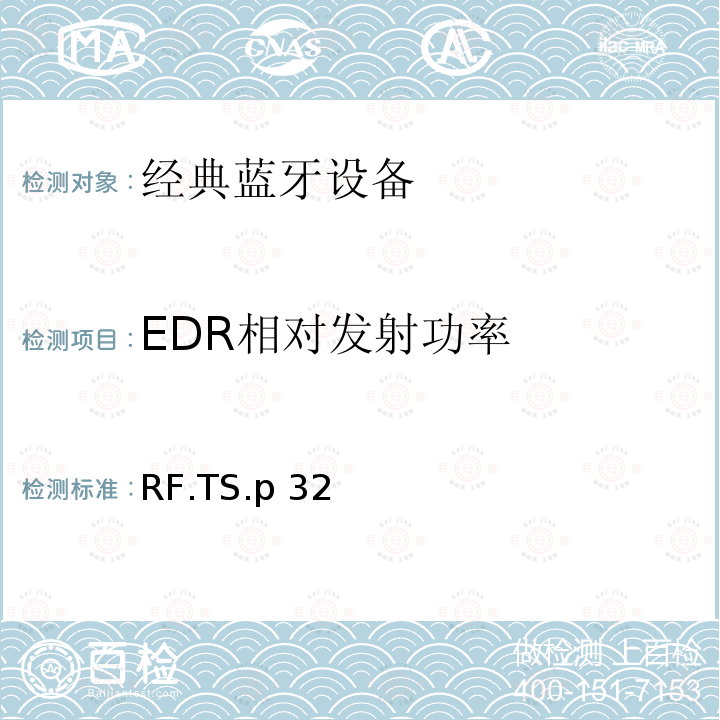 EDR相对发射功率 RF.TS.p 32 蓝牙射频测试规范 RF.TS.p32（2022）