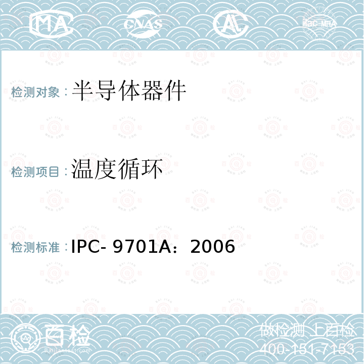 温度循环 IPC- 9701A：2006 表面贴装焊接连接的性能测试方法及鉴定要求 IPC-9701A：2006