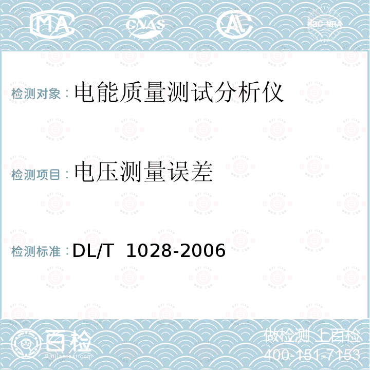 电压测量误差 DL/T 1028-2006 电能质量测试分析仪检定规程