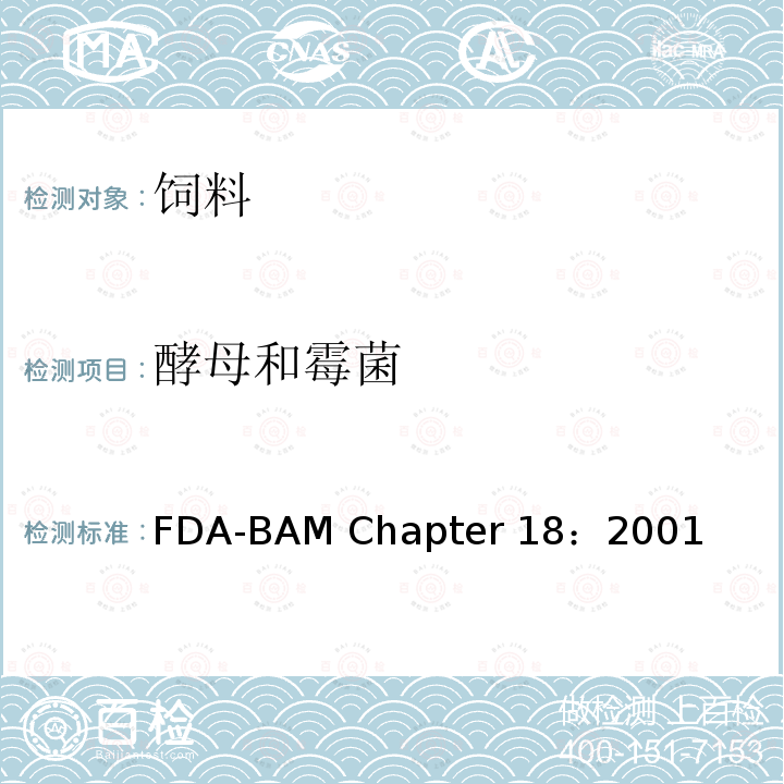 酵母和霉菌 FDA-BAM Chapter 18：2001 酵母，霉菌和真菌毒素 FDA-BAM Chapter18：2001