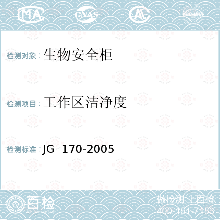 工作区洁净度 生物安全柜 JG 170-2005