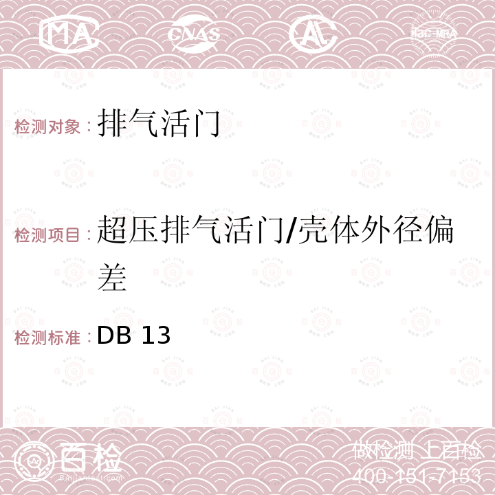 超压排气活门/壳体外径偏差 人民防空工程防护质量检测技术规程 DB13(J)/T 223-2017