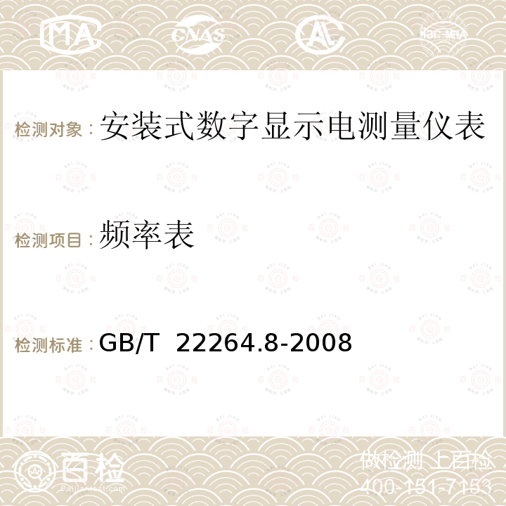 频率表 安装式数字显示电测量仪表 第4部分：频率表的特殊要求 GB/T 22264.8-2008