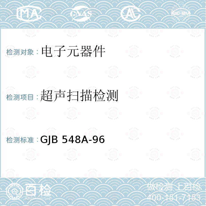 超声扫描检测 GJB 548A-96 微电子器件试验方法和程序 GJB548A-96