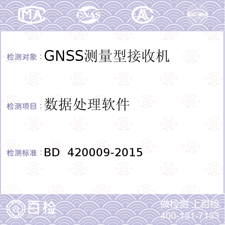 数据处理软件 北斗/全球卫星导航（GNSS）测量型接收机通用规范 BD 420009-2015