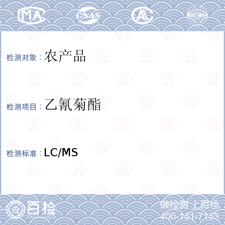 乙氰菊酯 日本厚生劳动省 LC/MS 农药等同时检测方法   