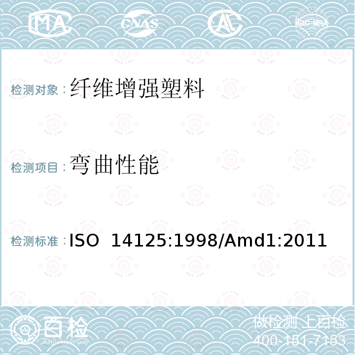 弯曲性能 《纤维加强的塑料复合物 弯曲性能的测定》 ISO 14125:1998/Amd1:2011