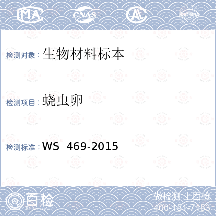 蛲虫卵 蛲虫病的诊断 WS 469-2015