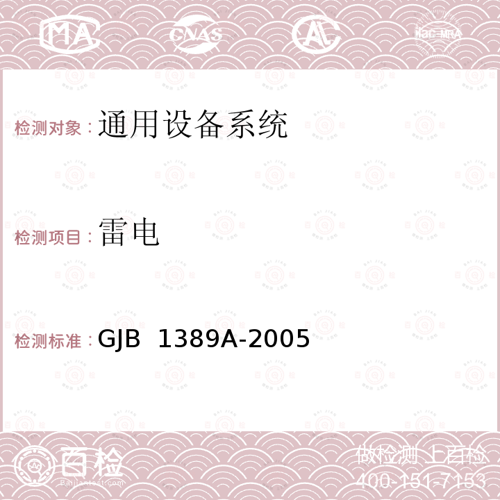 雷电 GJB 1389A-2005 系统电磁兼容性要求 