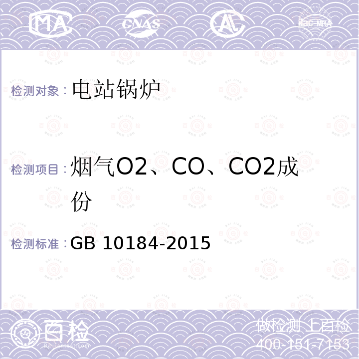 烟气O2、CO、CO2成份 电站锅炉性能试验规程 GB10184-2015