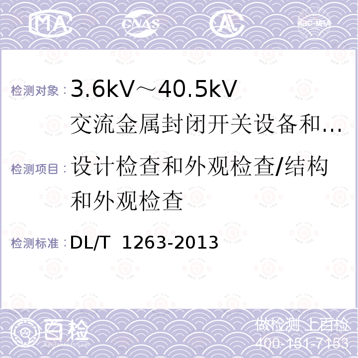 设计检查和外观检查/结构和外观检查 DL/T 1263-2013 12kV～40.5kV 电缆分接箱技术条件