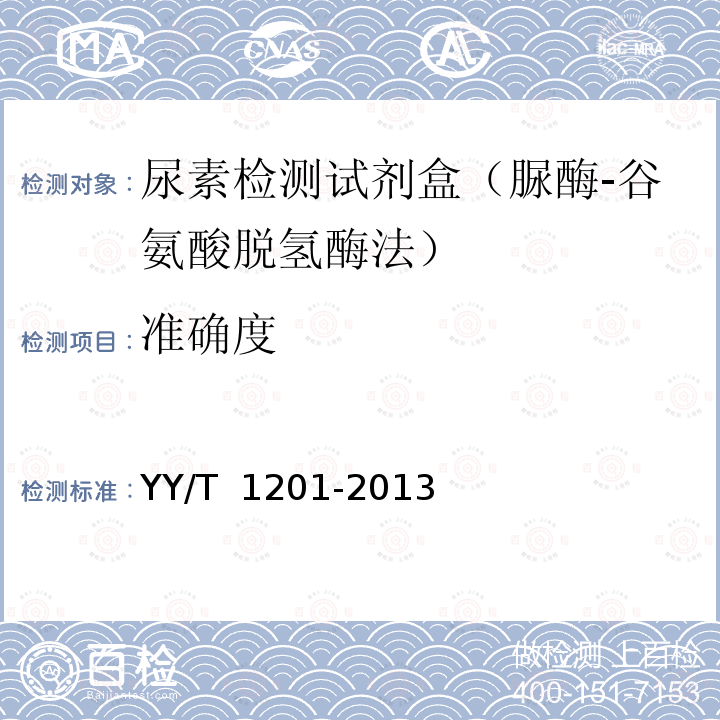 准确度 YY/T 1201-2013 尿素测定试剂盒（酶偶联监测法） YY/T 1201-2013