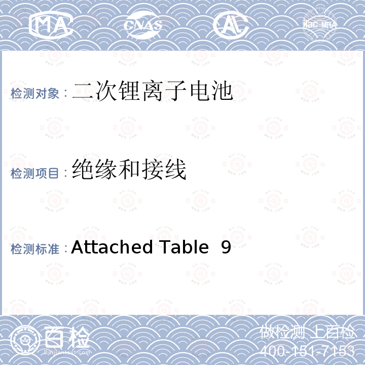 绝缘和接线 Attached Table  9 日本电器和材料安全法 Attached Table 9