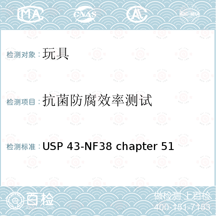 抗菌防腐效率测试 抗菌效率测试 USP43-NF38 chapter 51