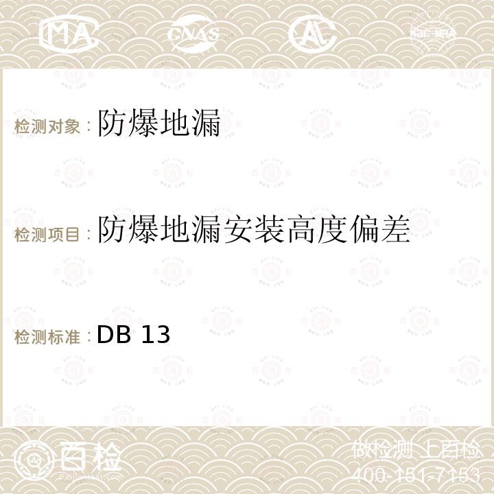 防爆地漏安装高度偏差 DB 13 《人民防空工程防护质量检测技术规程》 DB13(J)/T 223-2017