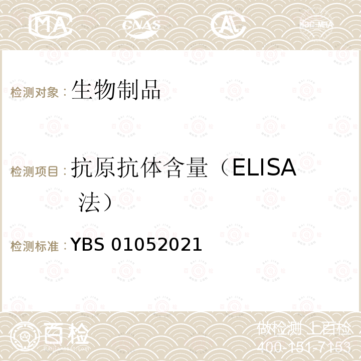 抗原抗体含量（ELISA 法） BS 01052021 药品注册标准 YBS01052021