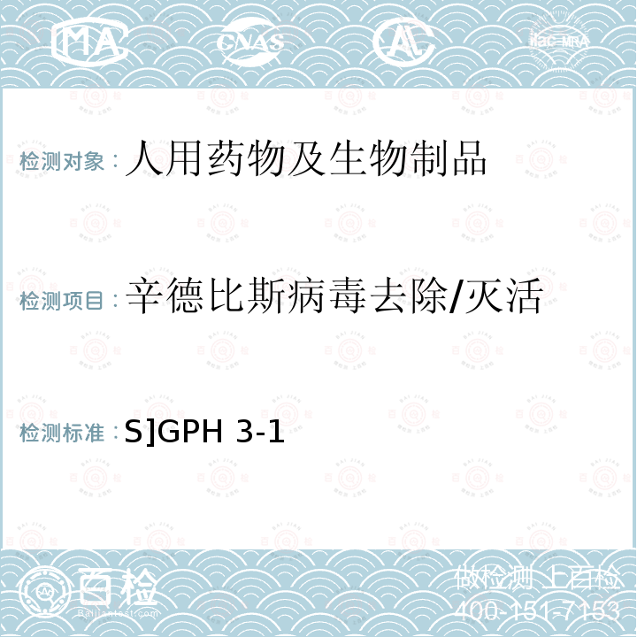辛德比斯病毒去除/灭活 S]GPH 3-1 《生物组织提取制品和真核细胞表达制品的病毒安全性评价技术审评一般原则》[S]GPH3-1(2005)  