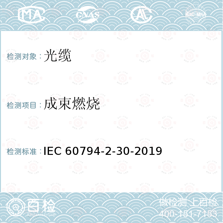 成束燃烧 IEC 60794-2-30-20 光缆.第2-30 部分:室内光缆.光纤带光缆系列规范 IEC60794-2-30-2019