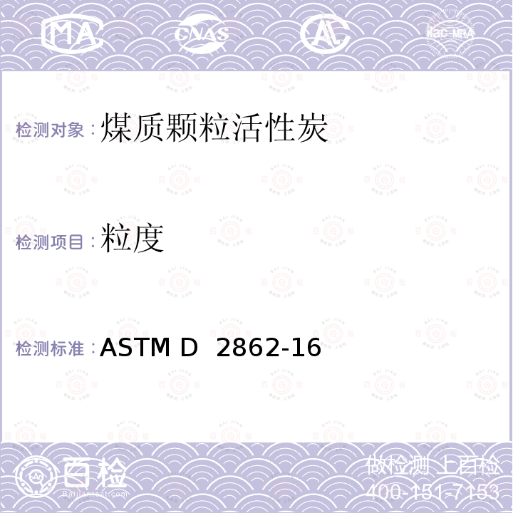 粒度 ASTM D 2862 活性炭分布的试验方法 -16