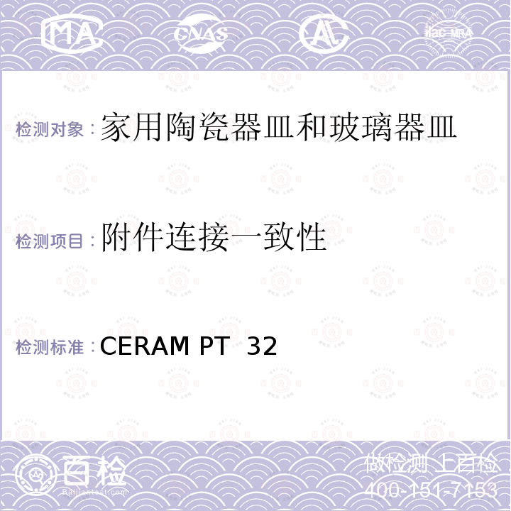 附件连接一致性 CERAM PT  32 陶瓷杯柄强度的测定 CERAM PT 32