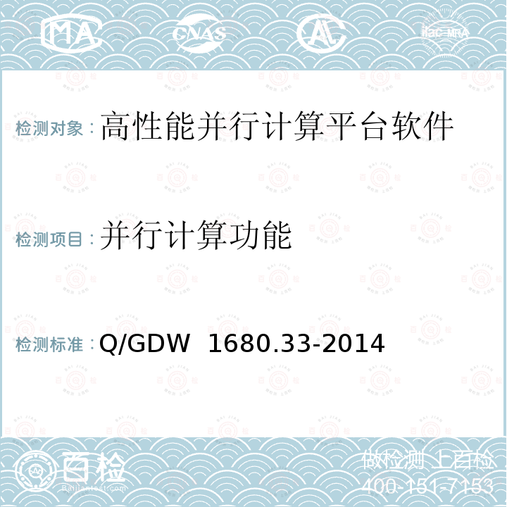 并行计算功能 Q/GDW  1680.33-2014 智能电网调度控制系统 第3-3部分：基础平台 平台管理 Q/GDW 1680.33-2014