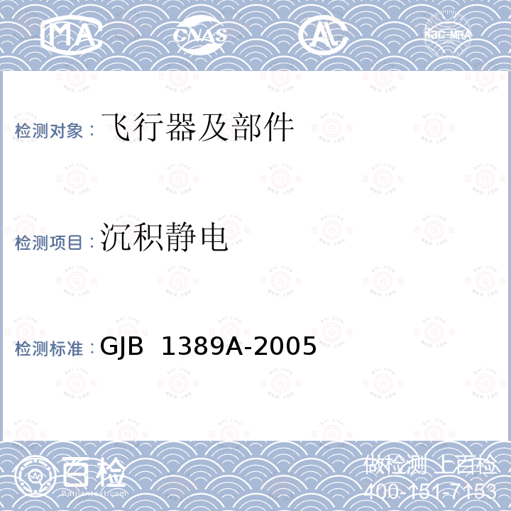 沉积静电 系统电磁兼容性要求 GJB 1389A-2005