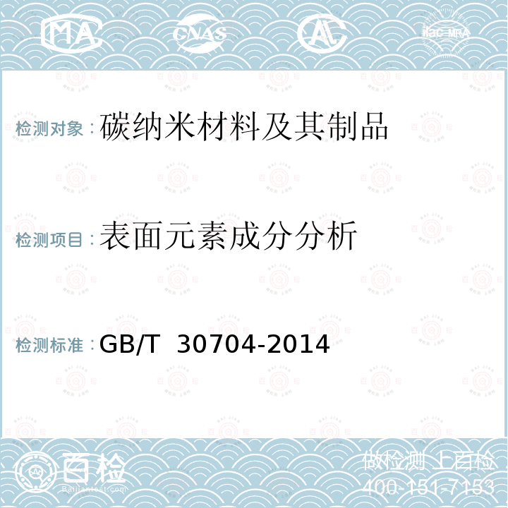 表面元素成分分析 GB/T 30704-2014 表面化学分析 X射线光电子能谱 分析指南