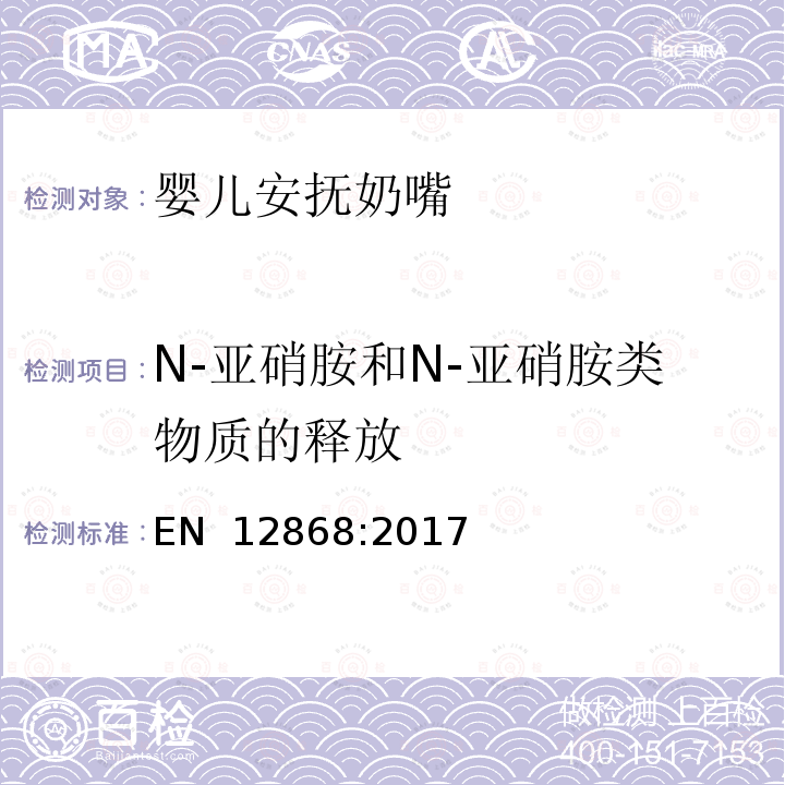 N-亚硝胺和N-亚硝胺类物质的释放 EN 12868:2017  