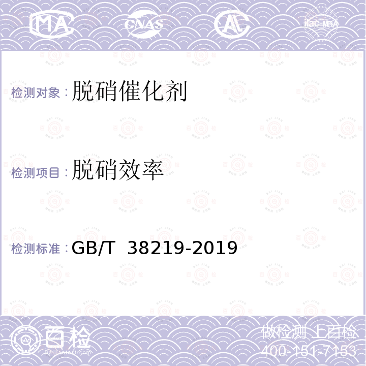 脱硝效率 烟气脱硝催化剂检测技术规范 GB/T 38219-2019