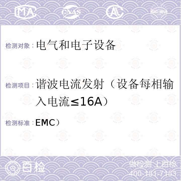 谐波电流发射（设备每相输入电流≤16A） 电磁兼容性（EMC）第3-2部分：限值 谐波电流发射限值（设备每相输入电流≤16A） IEC 61000-3-2:2014