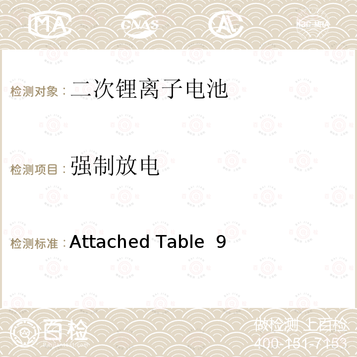 强制放电 Attached Table  9 日本电器和材料安全法 Attached Table 9