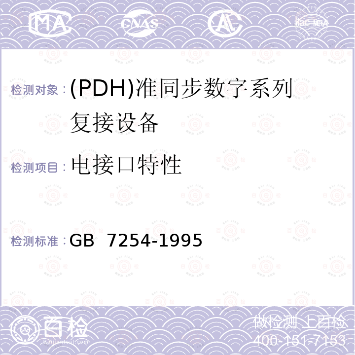 电接口特性 8448kbit/s正码速调制二次群数字复用设备技术要求  GB 7254-1995