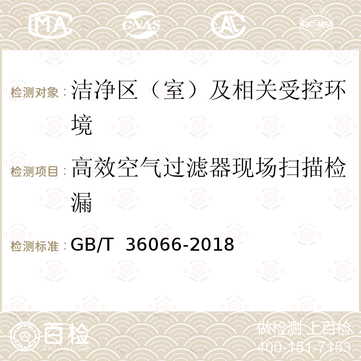 高效空气过滤器现场扫描检漏 GB/T 36066-2018 洁净室及相关受控环境 检测技术分析与应用