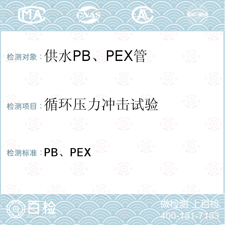 循环压力冲击试验 PB、PEX 供水管产品规程 NKB 产品规程 18: 1990