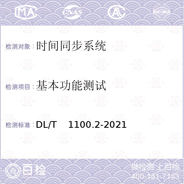 基本功能测试 DL/T 1100.2-2021 电力系统的时间同步系统 第2部分：基于局域网的精确时间同步