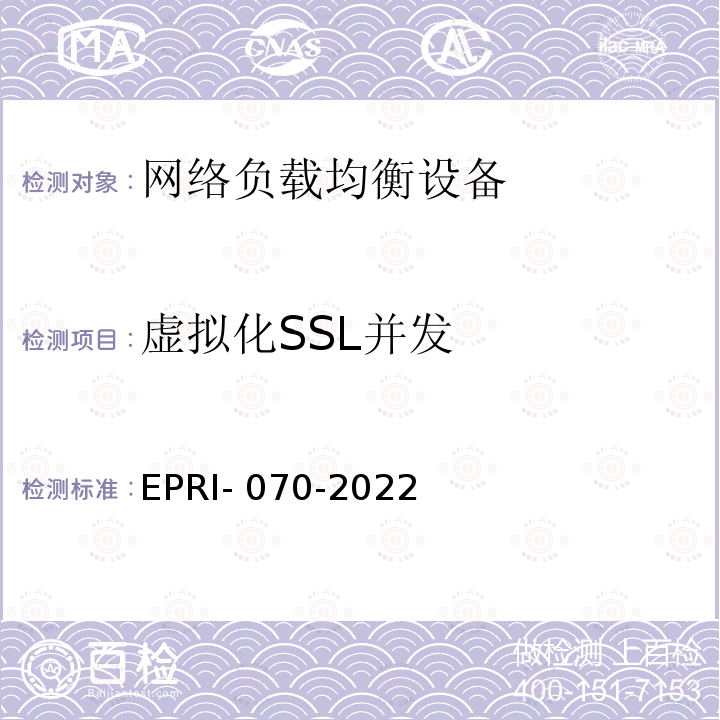 虚拟化SSL并发 EPRI- 070-2022 网络负载均衡设备技术要求及测试方法 EPRI-070-2022