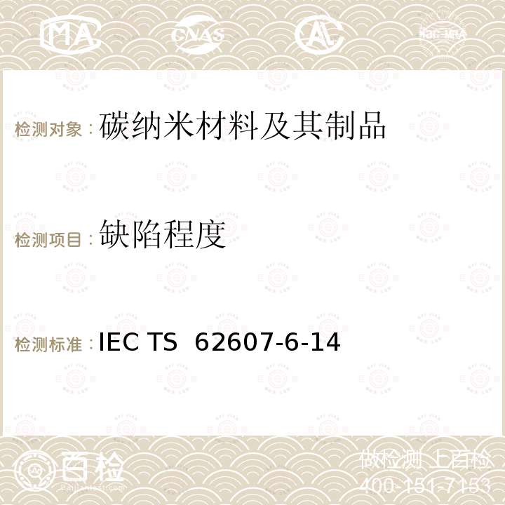 缺陷程度 IEC TS 62607-6 拉曼光谱法表征石墨烯粉体材料的缺陷等级 -14