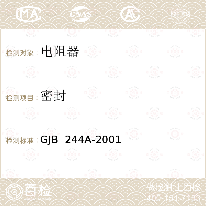 密封 GJB 244A-2001 有质量等级的薄膜固定电阻器总规范 