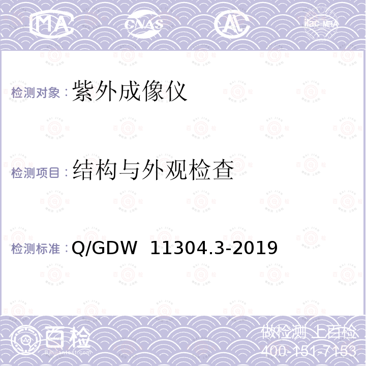 结构与外观检查 Q/GDW 11304.3-2019 电力设备带电检测仪器技术规范 第3部分：紫外成像仪 