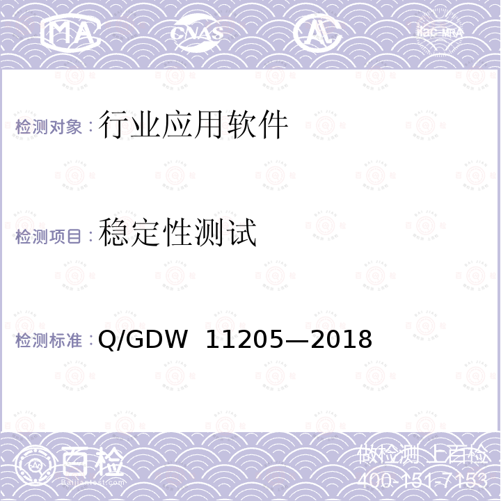 稳定性测试 电网调度自动化系统软件通用测试规范 Q/GDW 11205—2018