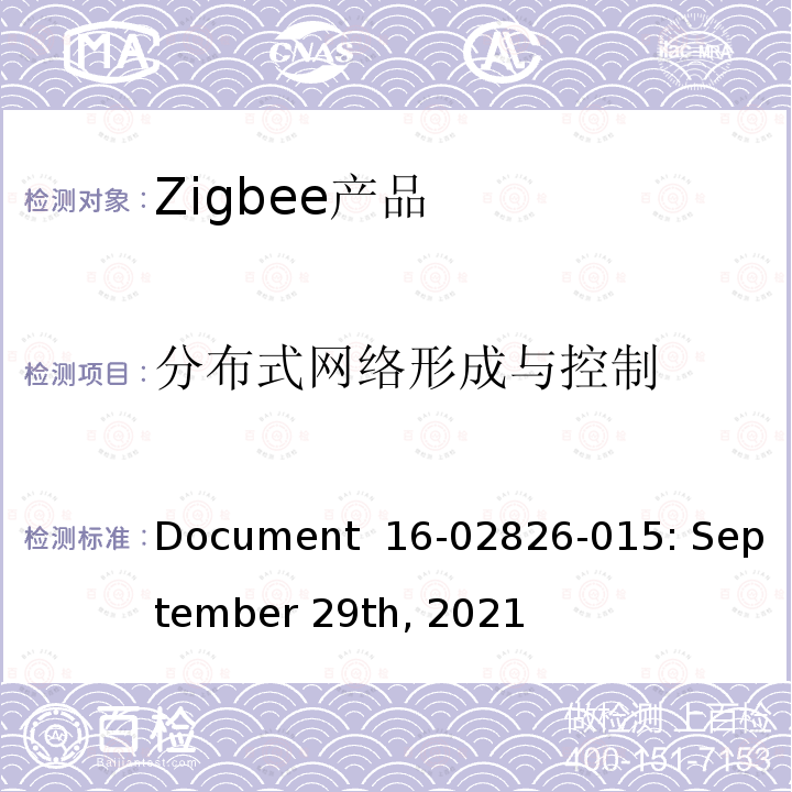 分布式网络形成与控制 基本设备行为测试标准 Document 16-02826-015: September 29th, 2021