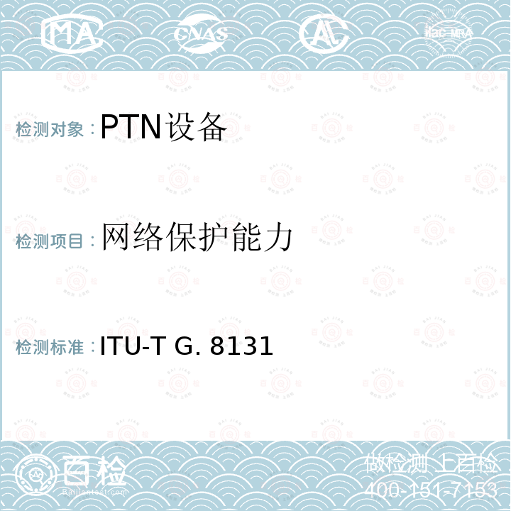 网络保护能力 ITU-T G. 8131 T-MPLS线性保护倒换 ITU-T G.8131